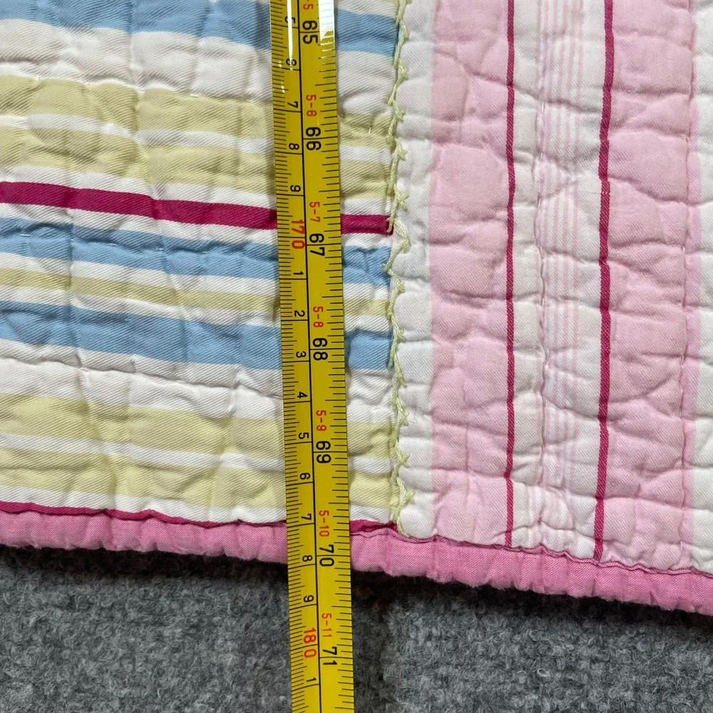 Pottery Barn Kids Quilt Twin Multi Color Striped Patchwork Cotton Cottagecore